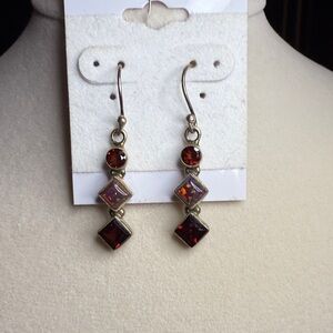 Elegant Silver and Red Dangle Earrings